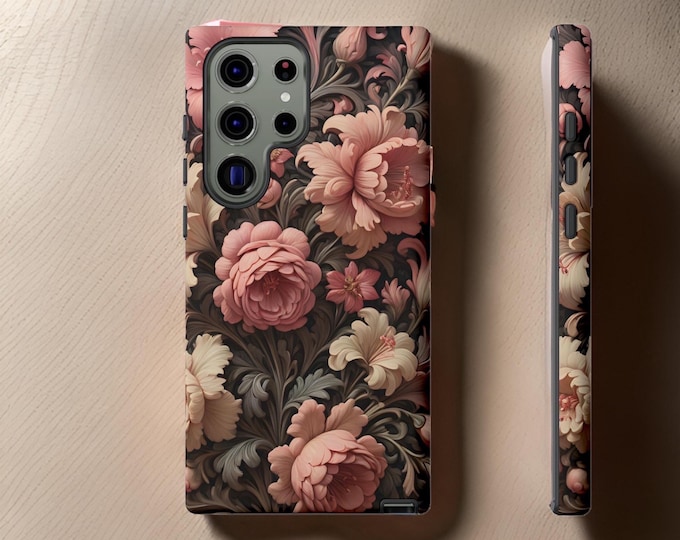 Vintage botanical floral art iPhone Samsung phone case cover,  S25 S24 S23 S22  Plus Ultra, 16 15 14 13 12 Pro Max Plus, Glossy or Matte