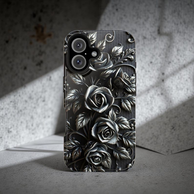 Gothic Black Roses Phone Case | Magnetic Impact-Resistant Case image 7