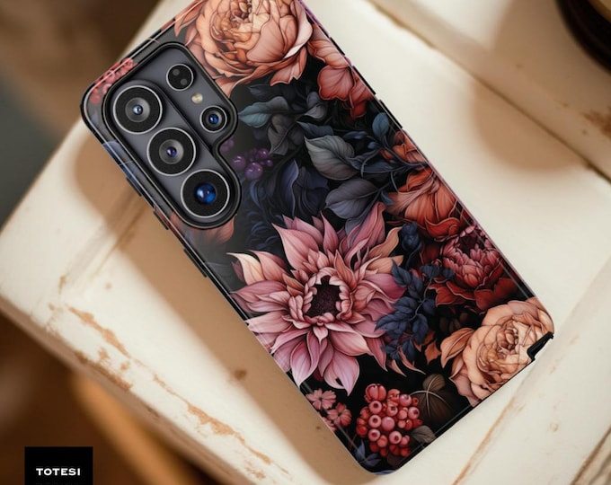 Dark Academia Floral Samsung S26 Ultra Phone Case: Gothic Pink Flowers