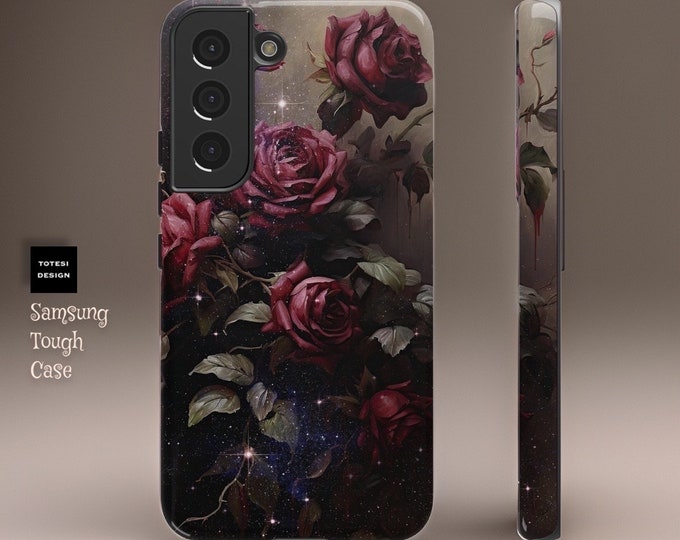Starry Vintage Red Roses Samsung Galaxy Case S23 S22 S21 S20 Plus Ultra| Glossy or Matte | Flower Art Aesthetic