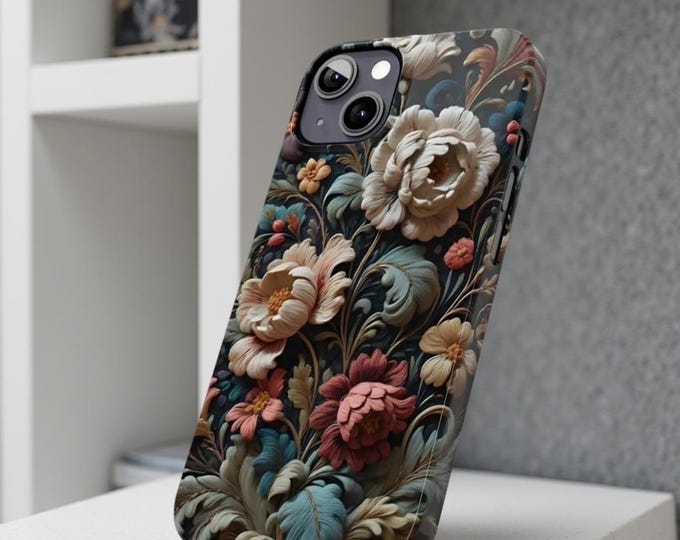 Slim iPhone Cases - Vintage Bold Floral, Retro Flower Design, Trendy Floral Print, Chic Phone Covers, Stylish Floral Accessories