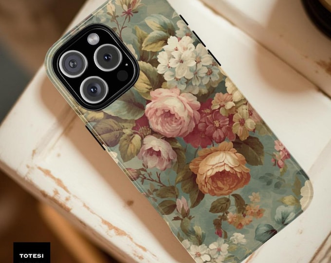 Vintage Floral Phone Case: Soft Pastel Flowers, Glossy or Matte