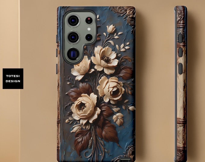 Dark vintage floral unique custom Samsung phone cases S24 S22 S23 Plus Ultra Glossy Matte Moody Flower Art Aesthetic