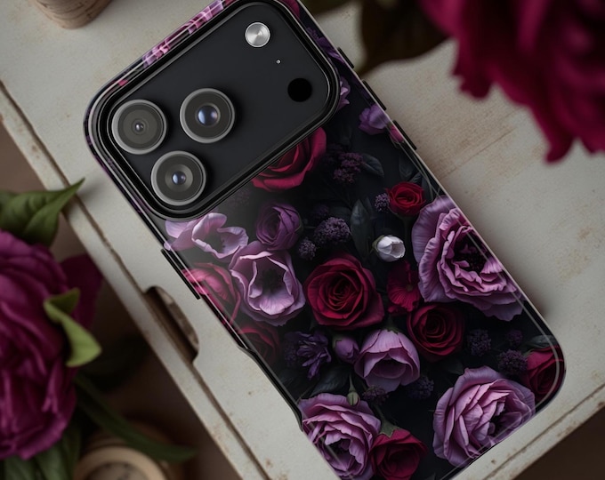 Moody Floral Peony & Rose Phone Case Fine Art Dark Garden Design