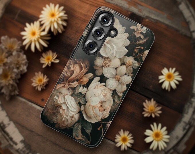 Tough Phone Cases, Moody Floral  Xmas Gift for Her, iPhone Samsung Google, Protective Cover, Phone Shell,