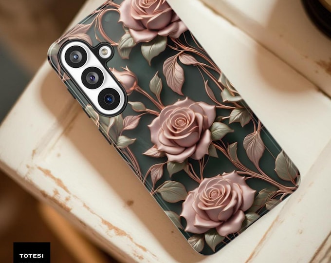Art Nouveau Rose Floral Tough Phone Case, Vintage Samsung iPhone Protection