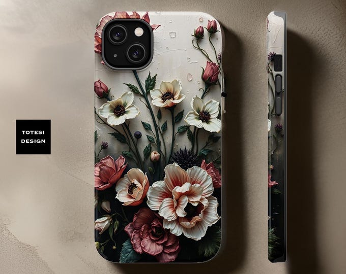 iPhone 16 Chic Floral Art Magnetic iPhone tough phone cases 15 14 13 12  Plus Pro Max Mini Glossy matte  Gift for Xmas