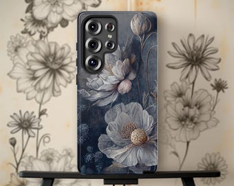 Dark Floral Samsung Tough Phone Case: Moody Academia Art