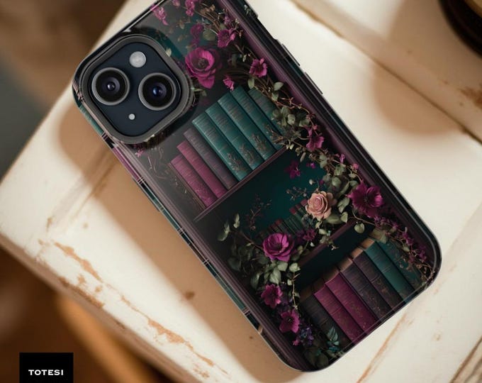 Magnetic Library Bookish Bookshelf phone Case: Dark Academia Style, Magsafe Compatible