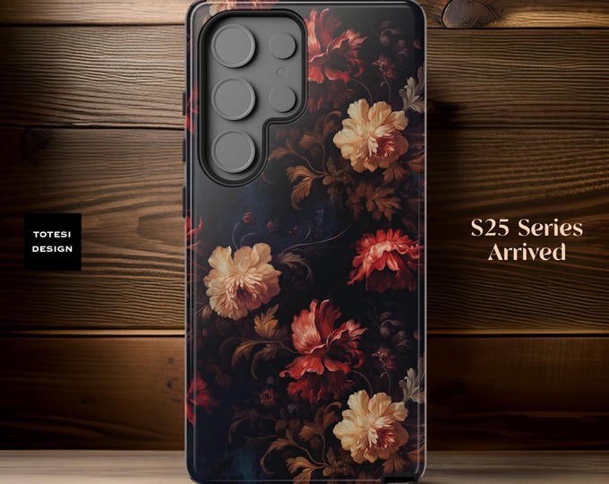 Dark Academia Stylish Floral iPhone, Samsung, Google Tough Phone Case 16 15 14 13 11 S25 S24 S23 Pro Max Plus, Victorian Gothic, Gift Her
