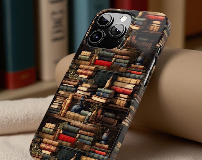 Bookish Reader iPhone Library Slim Phone Case, Cute Books Case, Literary Phone Cover, Bibliophile Gift, Book Lover Accessory