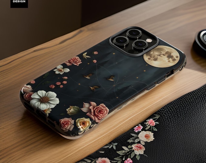 Celestial Night Garden Moon Art iPhone 15 14 13 12 11 Pro Max Plus Mini |birthday Xmas gift Winter