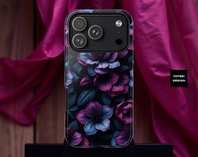 Dark Botanical Flowers Phone Case | Tough Matte or Glossy for iPhone & Samsung