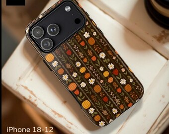 Cute Fall folksy pattern tough dual layer phone case