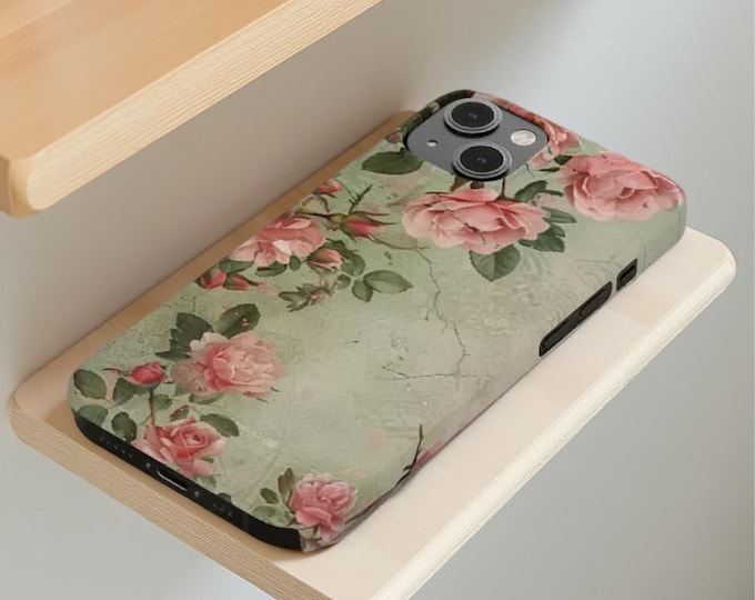 Roses Slim iPhone Case, Shabby Chic Vintage Floral Boho Spring Phone Accessory, Birthday Gift, Slim Phone Cover, Floral Phone Shell