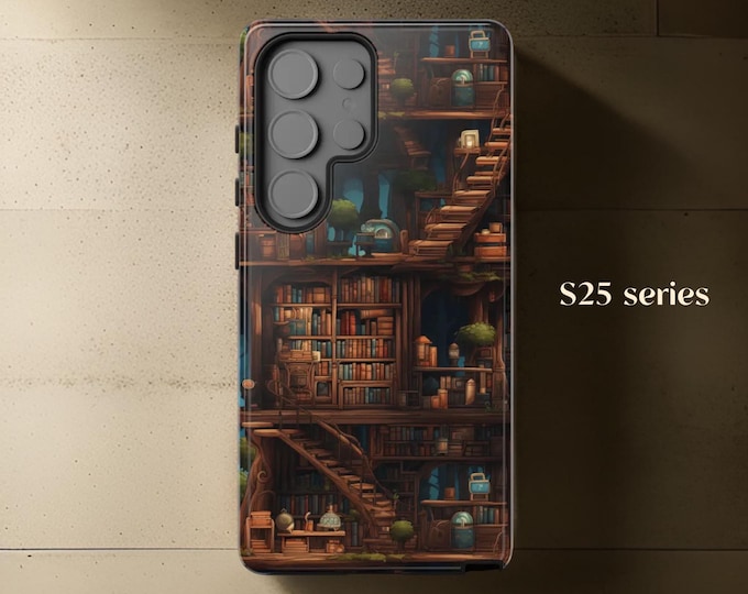 Bookshelves magical Gothic Library Books Whimsical  bookcase aesthetic iPhone 16 15 14 13 12 11 Pro Max Plus Samsung S25 S24 S23 Ultra Plus