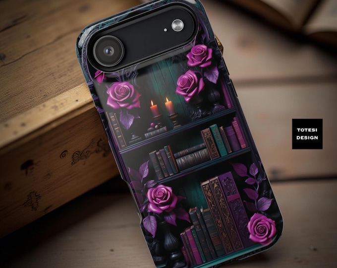 Bookshelf Dark floral Academia Vintage Literary bookish  iPhone MagSafe case for bookworms