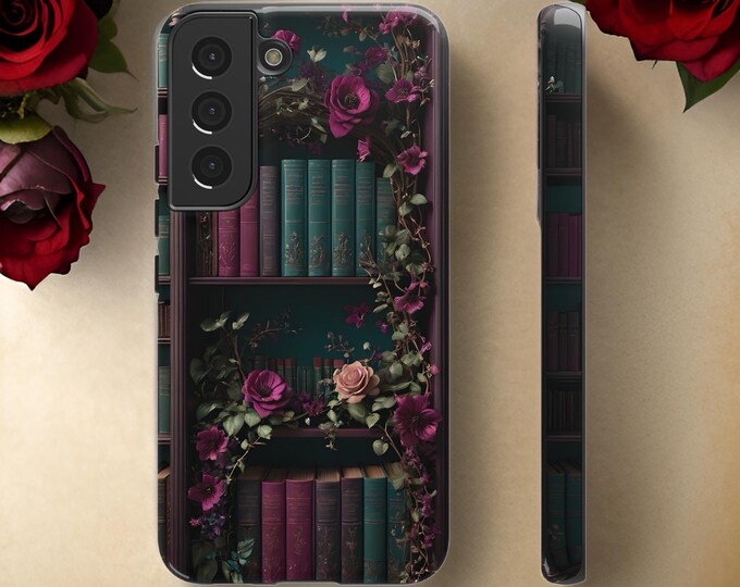 Dark Literary Books Bookcase Aesthetic | Samsung Galaxy Tough Case S24 S23 S22 S21 Plus Ultra| Dark Academia Gothic | Glossy or Matte