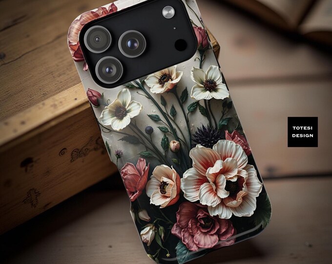 Chic Floral Art iPhone Case: Magnetic Tough Dual Layer