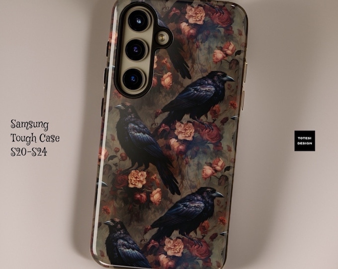 Gothic Dark Floral Academia Ravens | Samsung Galaxy Tough Case S24 S23 S22 S21 Plus Ultra| ornamental Victorian Gothic | Glossy or Matte