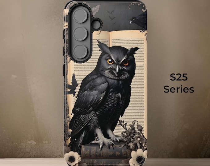 Wise Owl books dark academia Samsung S25 S24 S23 Plus Ultra iPhone Samsung Galaxy phone cases | dark academia | book worm owl lover gift