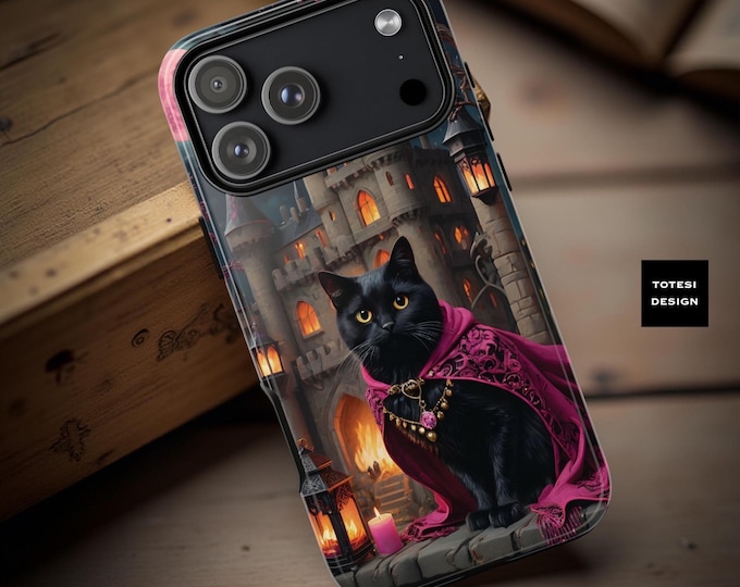 Black Cat Castle iPhone Case: Gothic Witchy Phone Cover