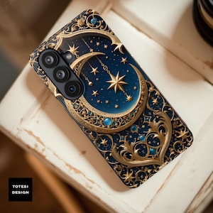 Celestial Moon Stars Tough Phone Case (MagSafe Compatible) – Fantasy Cosmic Design