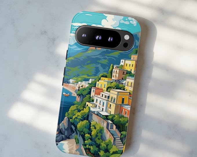 Tough Cases, Amalfi Coast Travel Phone Cover, Italy Vacation Samsung Google iPhone, Coastal Tough Phone Case, Protective Phone Case for
