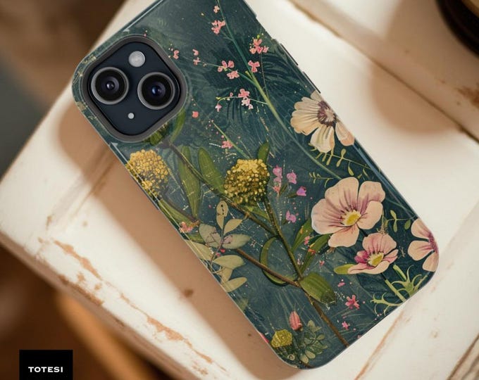 Vintage Botanical iPhone Case: Grunge Floral Magnetic Tough Case