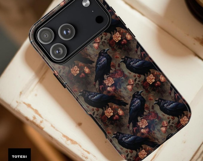 Dark Academia Raven Floral Tough Phone Case