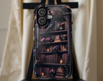 Gothic Bookshelf iPhone Case – Raven Academia MagSafe Tough Case