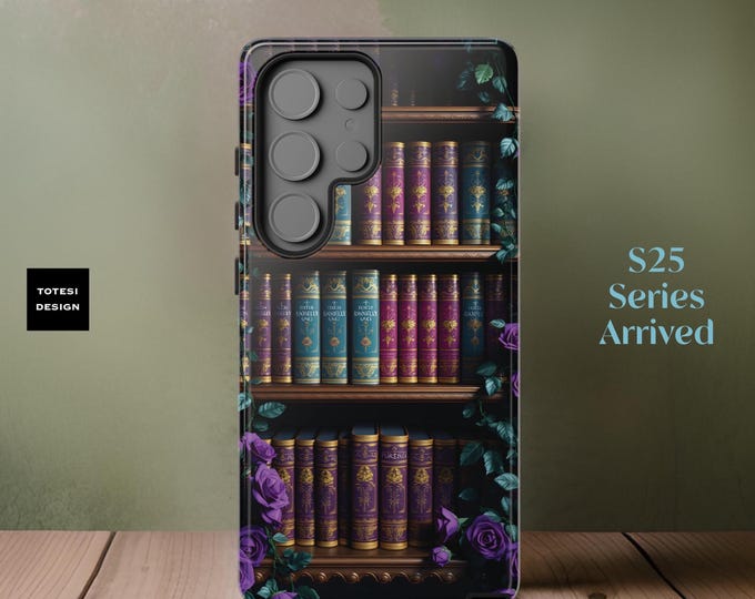 Gothic Books Phone Cases, Samsung S25 S24 S23 Tough Cases for Book Lovers, Literary Bookish Gift, Book Club Accessories, Sturdy Phone Covers
