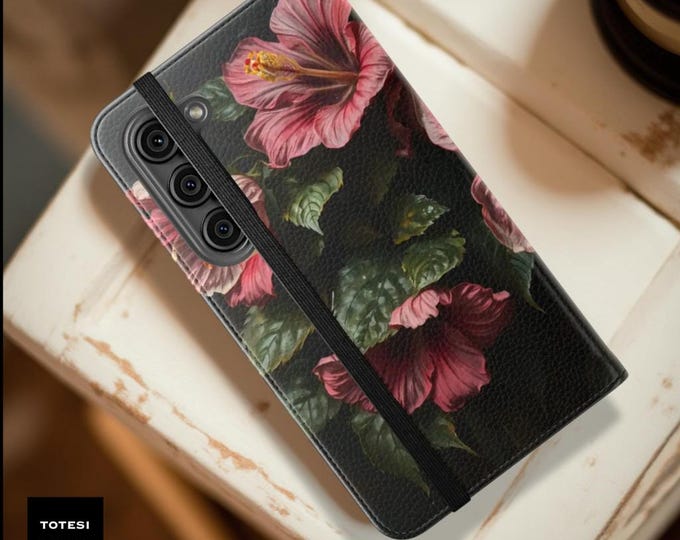 Dark Academia Floral Wallet Phone Case: Bohemian Folio Cover