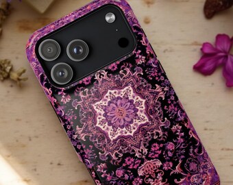 Purple Mandala Pattern iPhone Magsafe magnetic floral arabesque Case