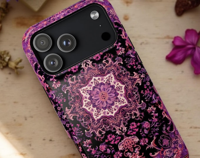 Purple Mandala Pattern iPhone Magsafe magnetic floral arabesque Case