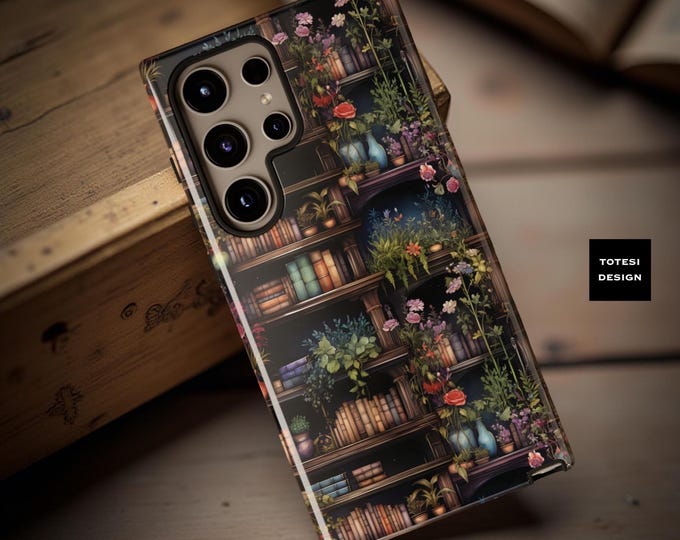 Dark Academia Bookshelf Phone Case: Whimsical Book Lover Gift