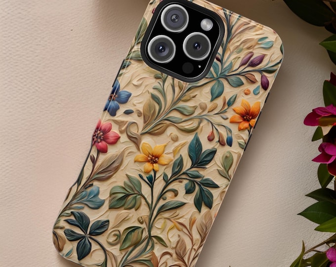 MagSafe compatible magnetic iPhone case Vintage botanical floral art aesthetic protective  case 13 14 15 16 Pro  Max Plus  Glossy Matte