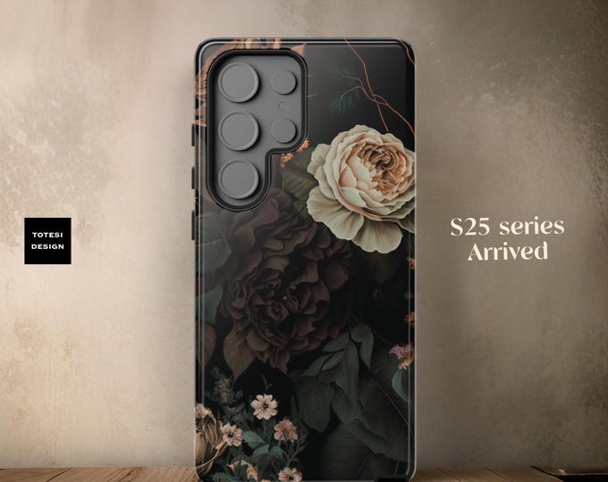 Goth Dark Floral Academia, iPhone Case 11, 12,13,14 15 16 Pro Max , Pro Max| Samsung S25 S24 S23 Plus Ultra Black | Glossy Matte
