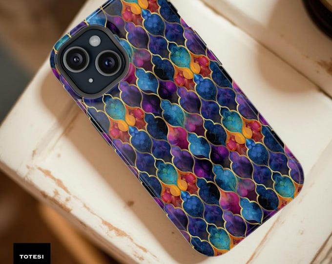 Purple gold Jewel Pattern Mystical Arabesque iPhone Case | MagSafe Magnetic Impact-Resistant