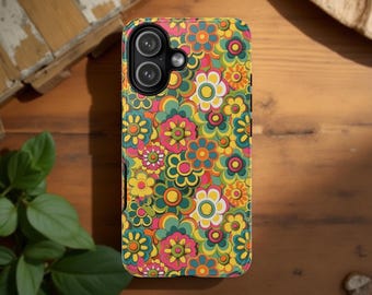 Retro Floral Pattern Galaxy S23 S24 S25 Phone Case | 60s Flower Power iPhone Cover
