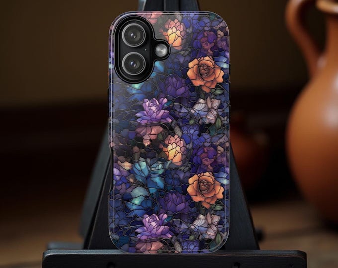 Floral Dark Purple Mosaic Art Aesthetic | Samsung Galaxy S25 S24 S23  iPhone 17-11 | Glossy or Matte