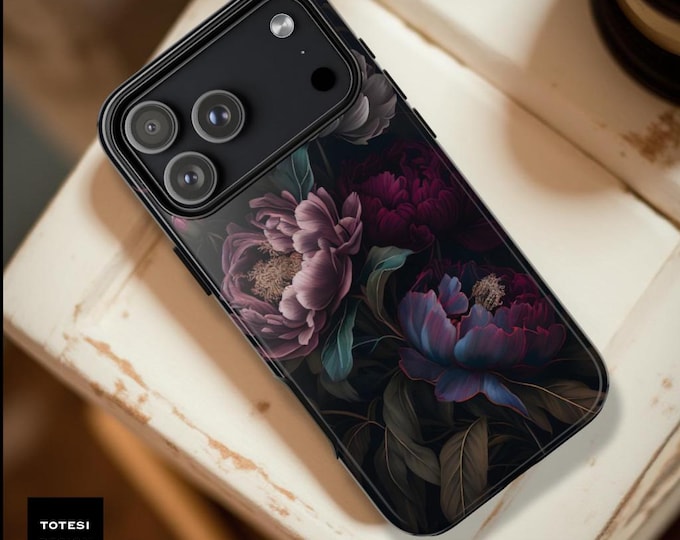 Gothic Peony Floral Phone Case — Moody Vintage Style