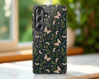 Green Moth Tough Phone Case: Enchanted Nature Design
