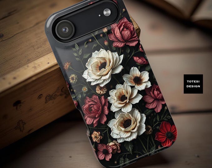 Dark Floral iPhone Case: Gothic MagSafe Tough Phone Cover