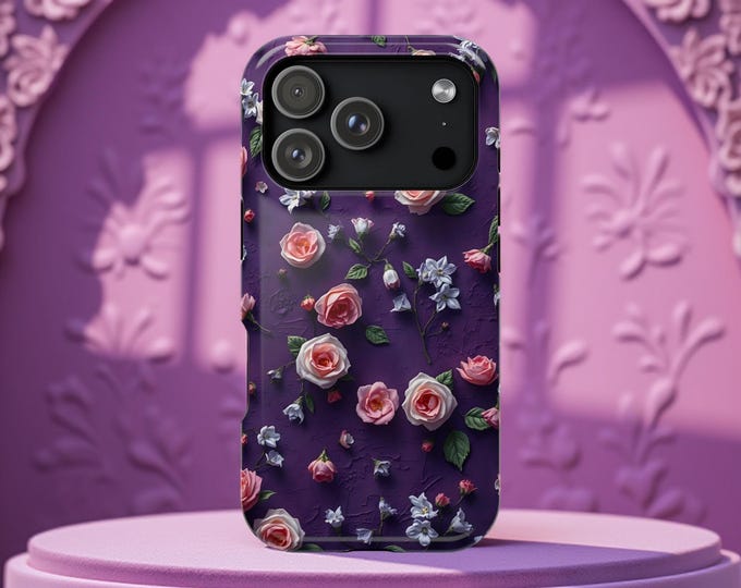 Purple Botanical Floral MagSafe iPhone 16 17 Pro Max Case