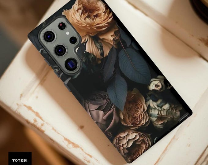 Dark Floral Gothic Phone Case: Dual Layer Tough Cover