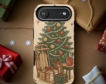 Vintage Christmas Tree Phone Case | Festive Holiday Tough Case for iPhone & Samsung