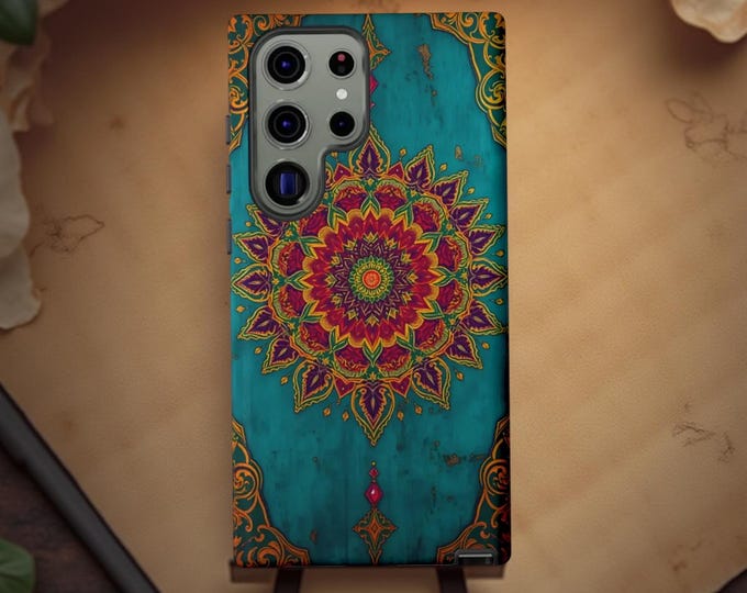 Boho Mandala Tough Phone Case: Turquoise Teal Art