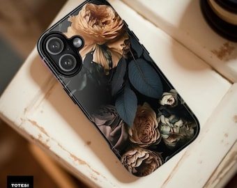 Dark Floral Academia Tough Phone Case 17 16 S25 S24: Gothic Victorian Style