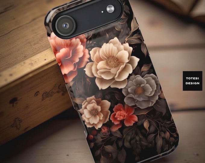 MagSafe dark moody goth romantic floral aesthetic tough phone case iPhones 13 14 15 16 17 Xmas gift her
